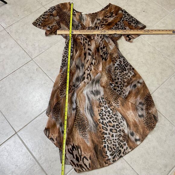 Women’s L hi low swim Cover Up sz. L cardigan Animal Print Open Front Boho sheer - Picture 5 of 7
